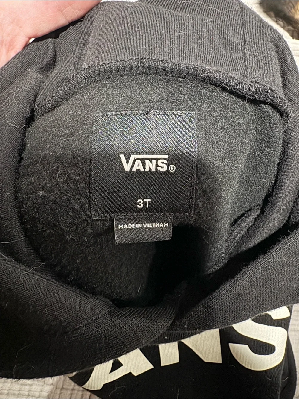 Vans Black Hoodie with White Logo Youth Pullover